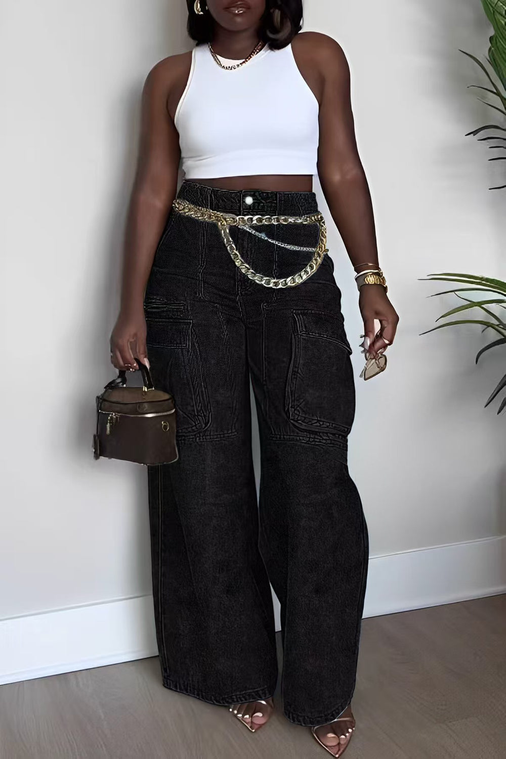 new european and american cross-border  independent station foreign trade women's pants workwear pocket fashion jeans women