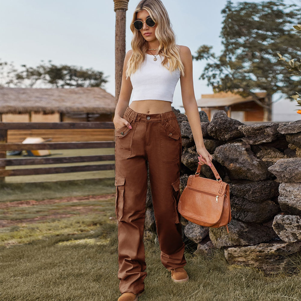 European and american cross-border european and american independent station  new american retro elastic waist denim overalls casual pants for women
