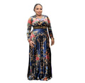 supply long skirt printingv neck waist and chest with diamond pleated skirt special price