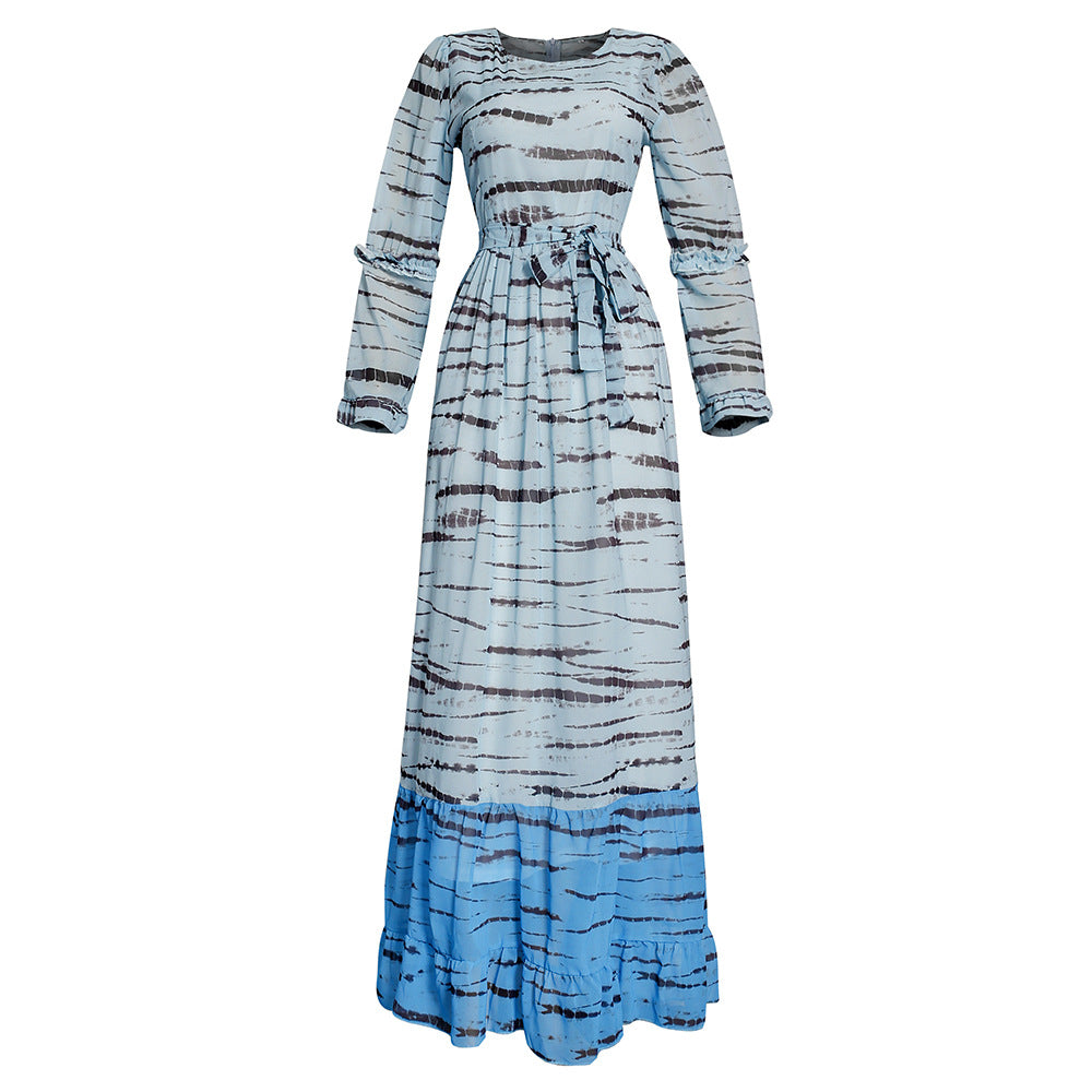 African plus size women's new summer chiffon two-piece ruffle dress  maxi dress factory wholesale