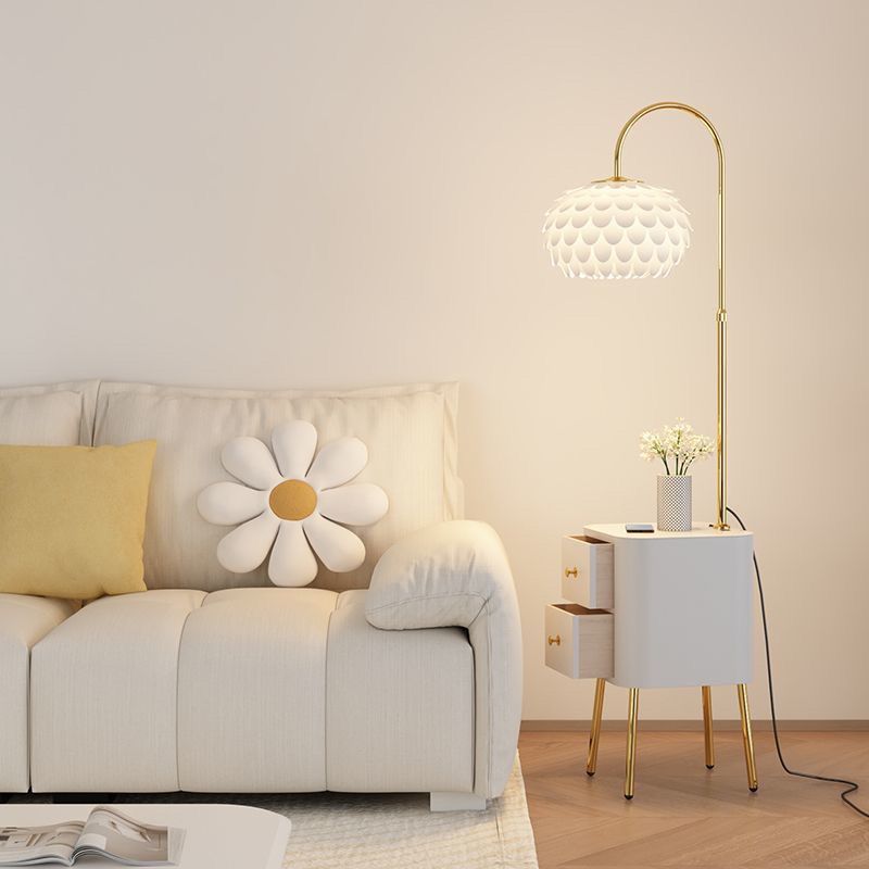 new floor lamp - bedroom bedside table integrated, minimalist modern cream style, living room storage sofa table lamp