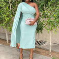 D139t european and american style autumn fashion one-shoulder solid color pleated high-waisted bodycon dress african foreign trade dress