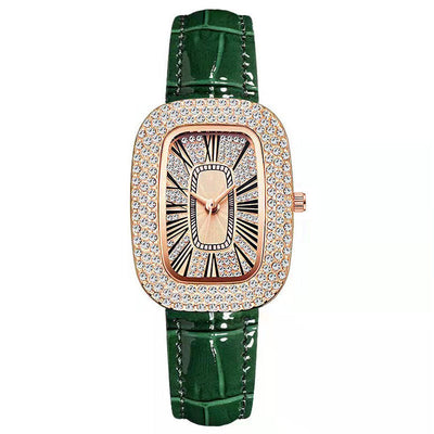 Small green watch women's watch niche pigeon egg popular douyin kuaishou live broadcast wholesale rhinestone starry sky women's watch