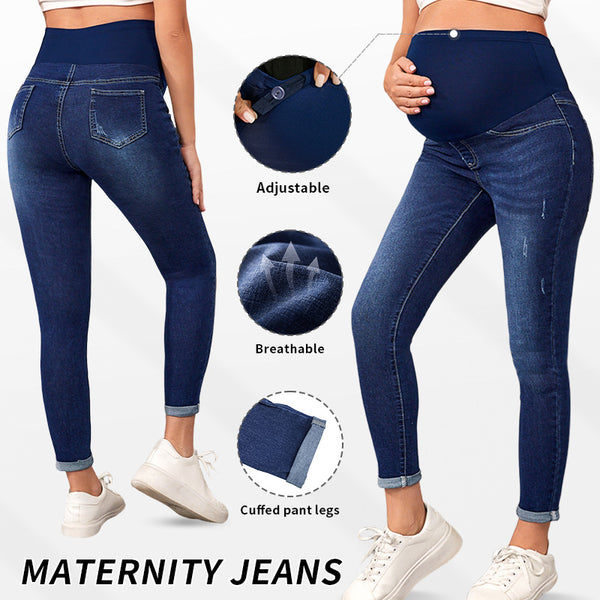 Maternity Adjusted High Waist Ripped Skinny Jeans Wholesale