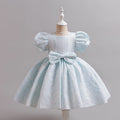 Girls' formal dress - puff sleeve, court style, short princess dress with bow - perfect for little hosts and young children