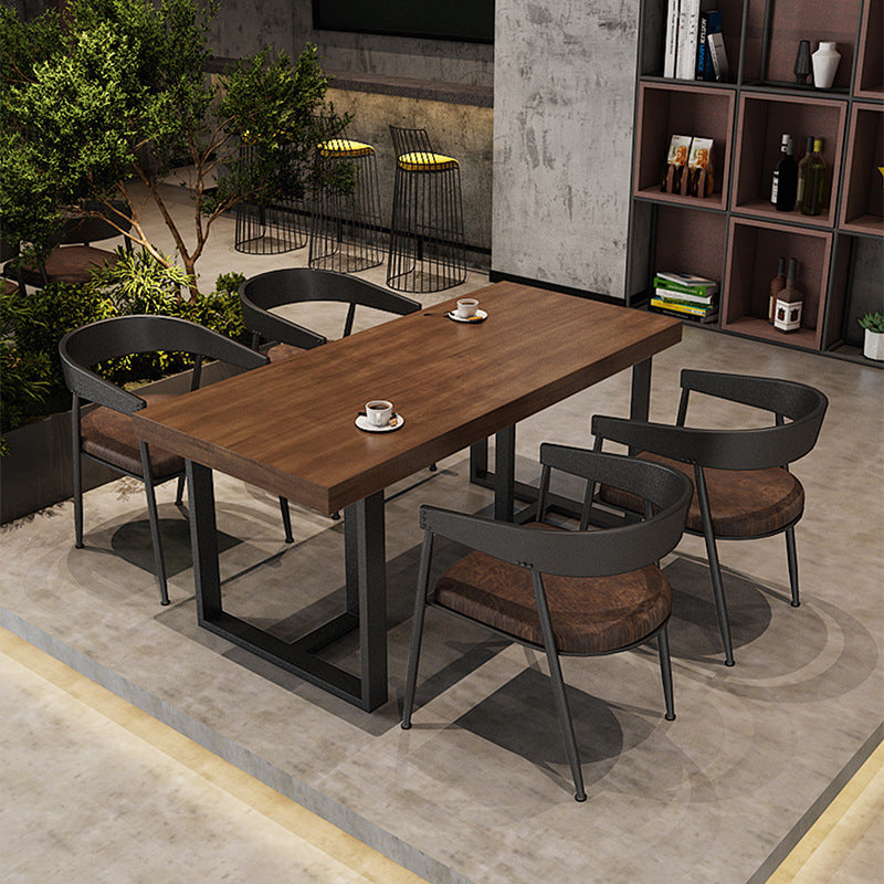 American industrial style dining table and chair combination commercial bar hot pot restaurant restaurant booth tavern clear bar solid wood dining table and chairs