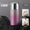 Titanium-coated mini capsule thermos: double-walled construction for long-lasting insulation, multi-functional lid, compact and exquisite design, diamond iridescent finish