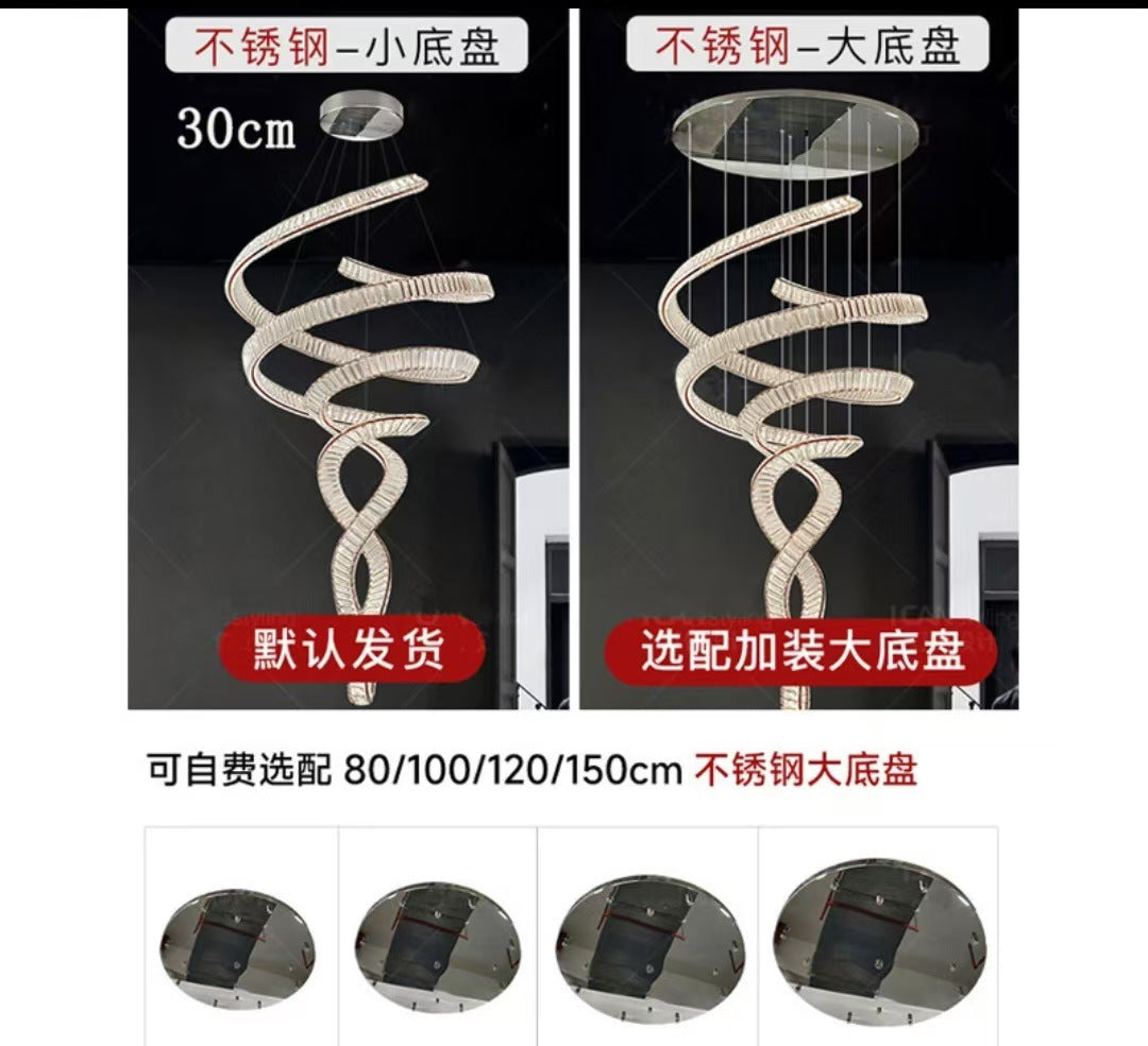 Villa empty living room duplex stairs mermaid crystal chandelier light luxury hotel lobby apartment banquet project lamp