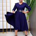 Q126 cross-border e-commerce women's apparel: european and american style, elegant oversized collar, short sleeve, slim-fit a-line dress, african-inspired dress
