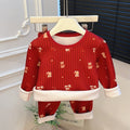 Autumn wintergirlthickened home wear suit baby heattech autumn clothes and long trousers trendy pajamas kids clothes children's clothing