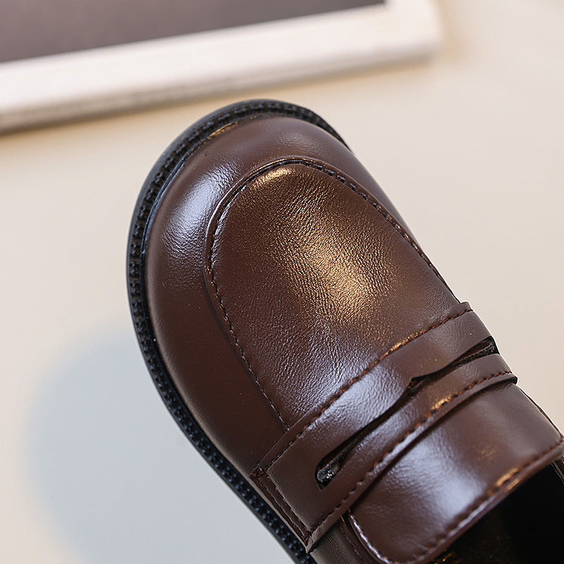 Kids' british style leather shoes -  spring/autumn new collection - girls' loafers - fashionable, versatile, retro slip-on flats