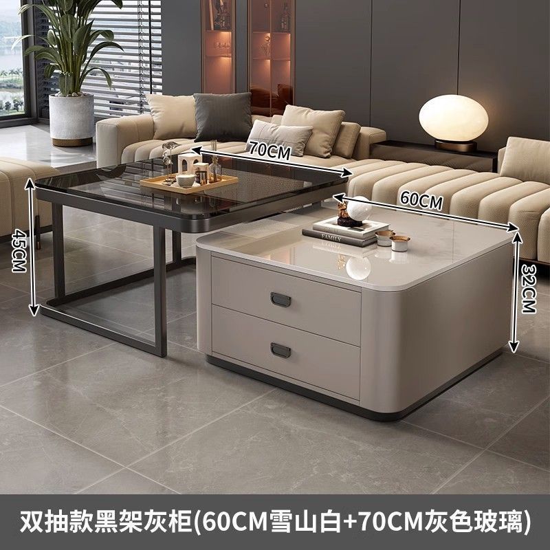 Rock slab coffee table accessible luxury modern casual square small apartment popular living room for home glass new arrival marble table