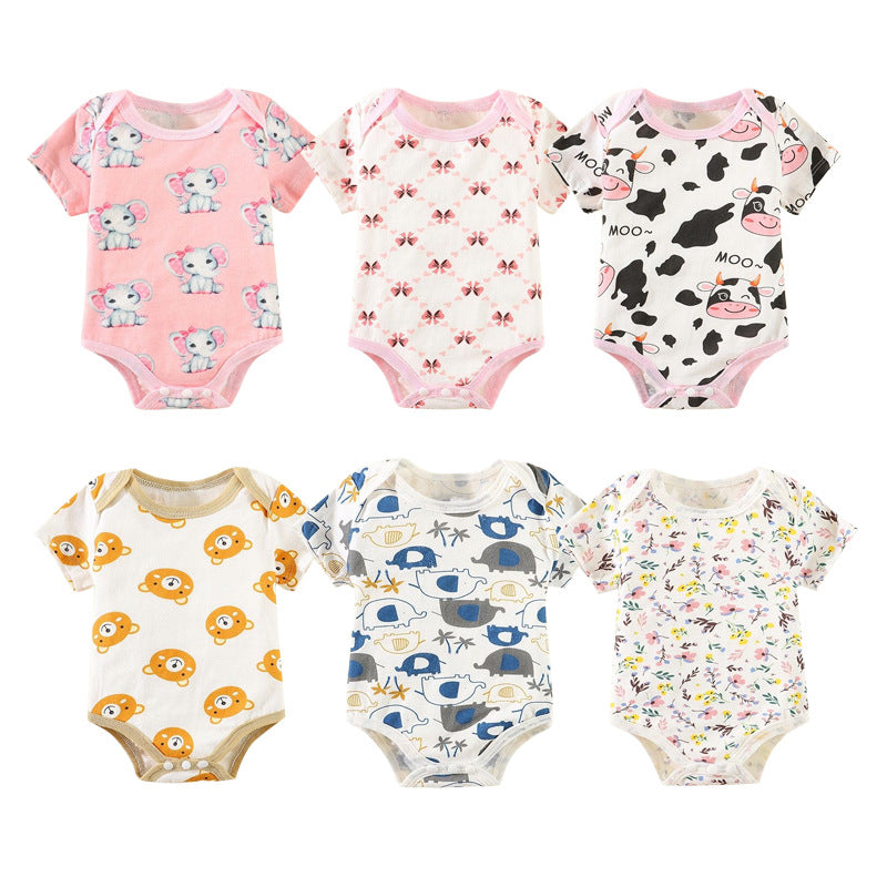 Baby romper spring autum triangle crawling short-sleeved male and female baby cotton 0-1 year old jumpsuit girl butt wrap