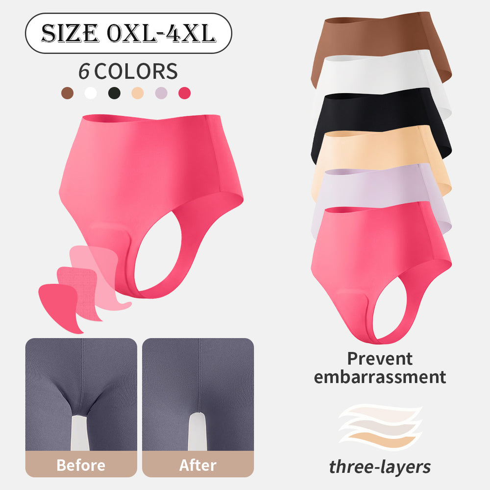 new arrival seamless ice silk plus size underwear sports yoga anti-embarrassment high waist comfortableplaid seamless underwear for women
