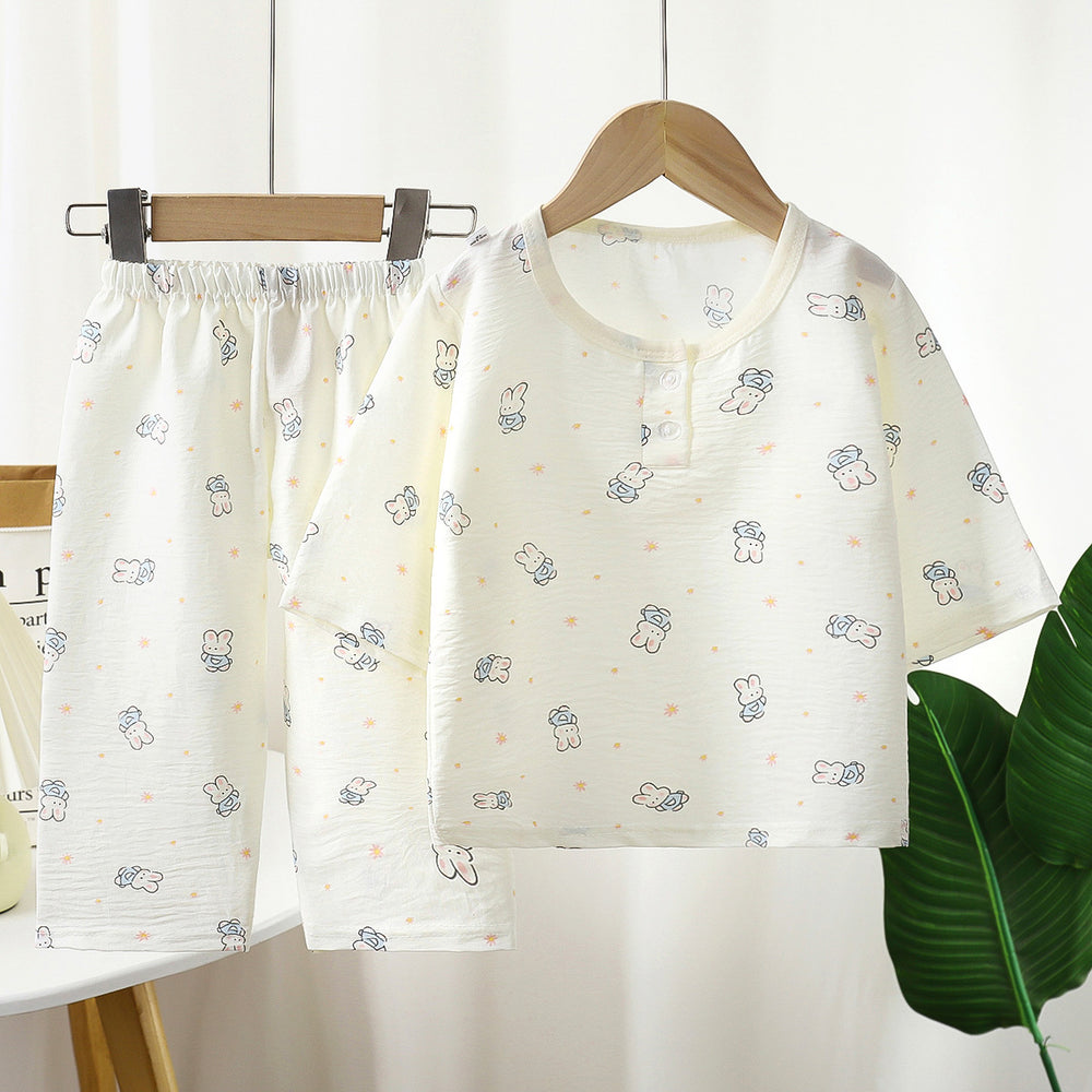 Summer kids' cloud cotton pajamas - boys' and girls' lightweight sleepwear - toddler and child air conditioning suit - baby casual set