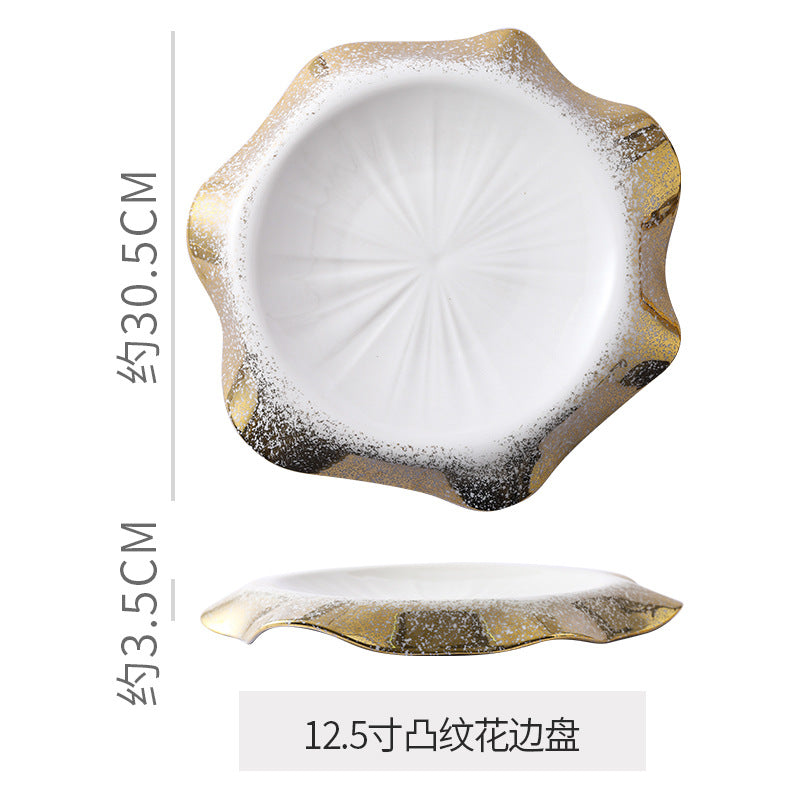 High-end ceramic dinnerware for restaurants and hotels, perfect for home use. ideal for western-style plating, desserts, and pastries. unique, aesthetically pleasing ceramic plates