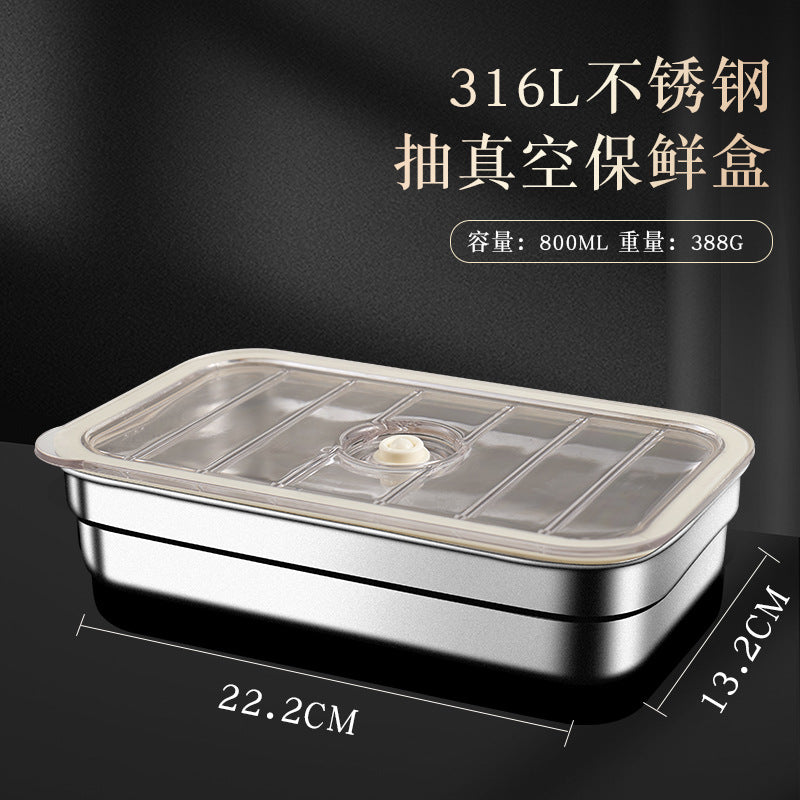316 stainless steel crisper food-grade sealed box vacuum food storage box refrigerator stainless steel box