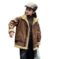 Girls' warm, loose-fit outerwear: new  autumn/winter collection - vintage motorcycle jacket, fleece-lined, extra thick jacket coat