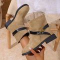 plus sizefall and winternew arrival round toe thick heel slimming look british style women's easiest for match soft bottom buckle casualboots