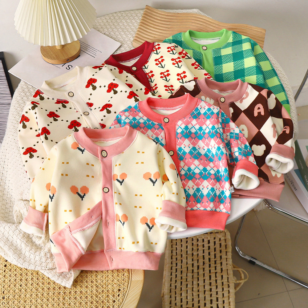 fall/winter new arrivals: versatile knitted cardigan for kids - warm, thickened outerwear sweater for boys and girls