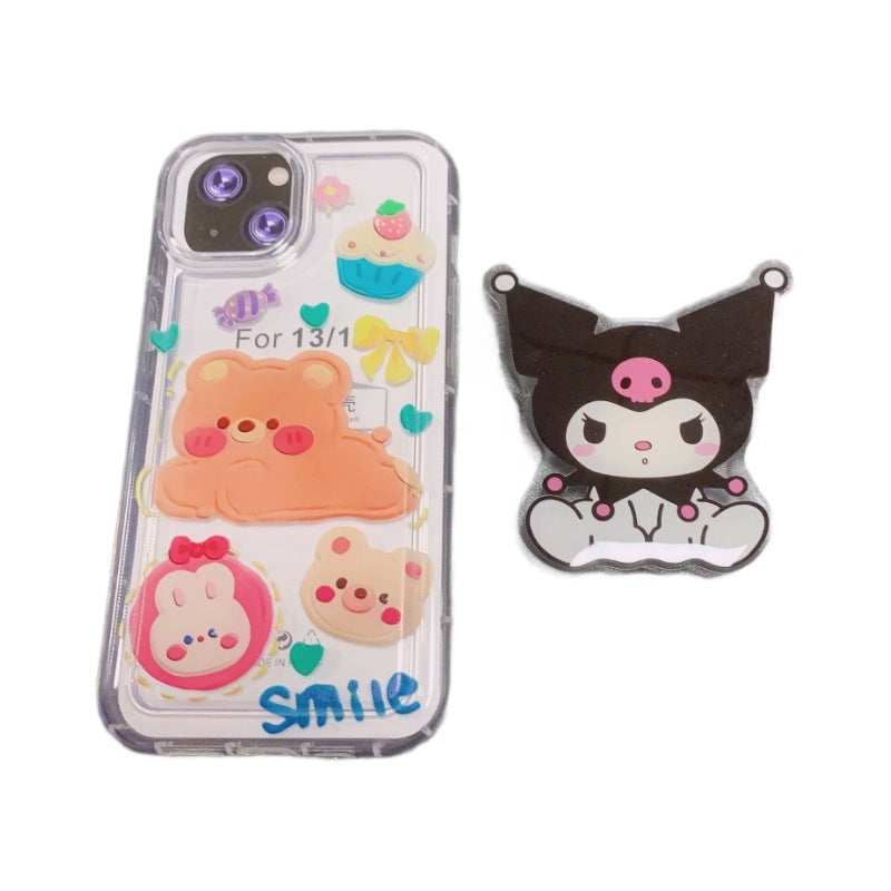 Creative desktop lazy stand melody kuromi/white rabbit/violent bear cartoon cute foldable mobile phone stand