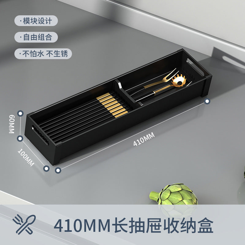 Kitchen drawer storage box partition tableware household finishing cabinet built-in grid knife fork chopsticks kitchen utensils rack