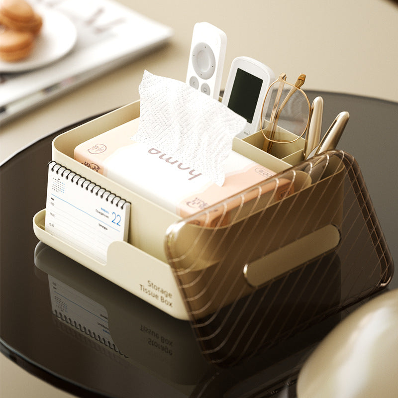 Desktop tissue box living roomaccessible luxurycasual creative coffee table classy paper box for homemultifunctional pen holder storage box