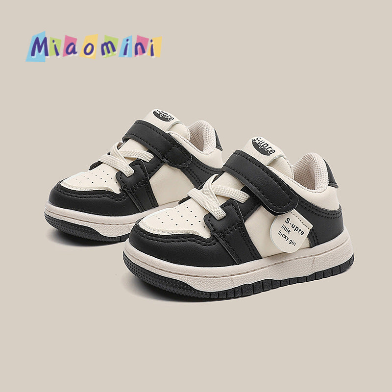 spring/autumn new korean style boys' baby shoes, white sneakers, first walking shoes, children's athletic shoes, unisex kids' skate shoes