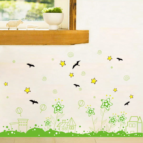 Five-star garden skirting wall sticker creative DIY home beautification decorative sticker PVC removable wallpaper XL7182