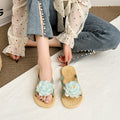 Sweet and stylish women's summer sandals, featuring a new mesh floral design, flip-flop style, flat sole, and non-slip beach shoes