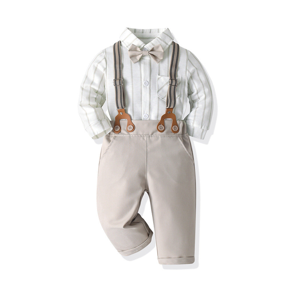newborn baby boy long-sleeve cotton cute print outfit set - perfect for baby's birthday, 100-day celebration, and first birthday party