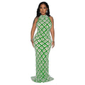 C6895 cross-border   fashion women's solid color sequin halter backless maxi dress