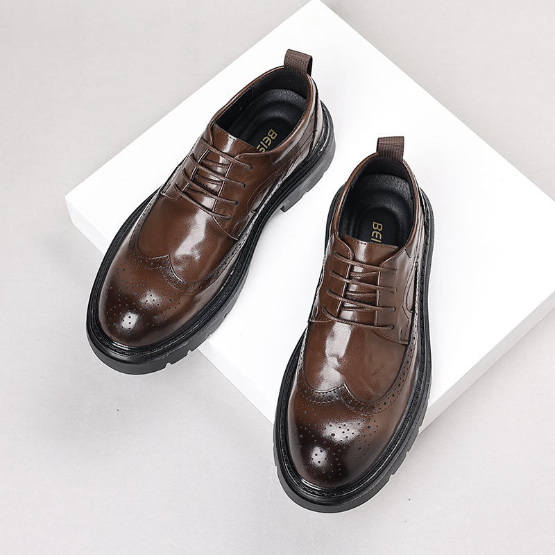 Genuine leather men's brogue dress shoes - new collection, casual & business style, versatile & stylish, perfect for weddings & grooming