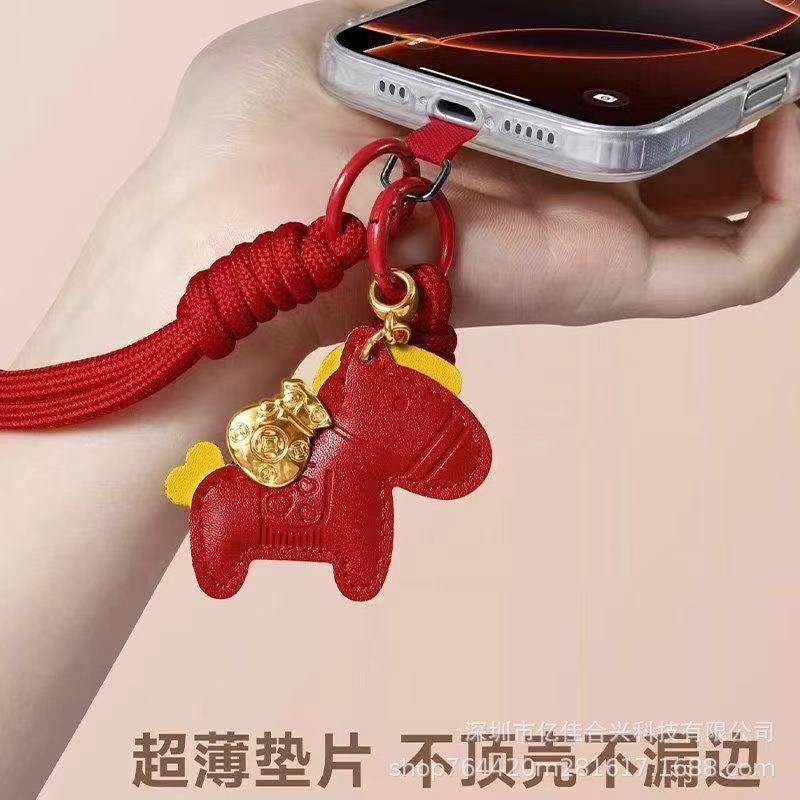 Horse year red mobile phone chain new arrival bracelet mobile phone lanyard woven strong wrist rope leather pony accessories pendant