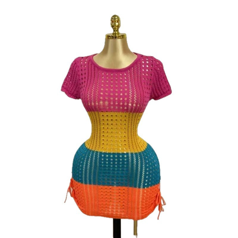 Cross-border new beach pullover hollow knitted sunscreen blouse European and American sexy bikini pullover with summer