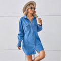 Wishfashion cross-border export independent station  new loose washed denim dress tops mid-length skirt