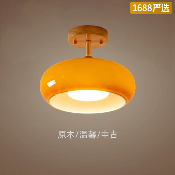 [Strict selection] Medieval entrance aisle light log cream persimmon ceiling light retro Japanese balcony clothes and hats