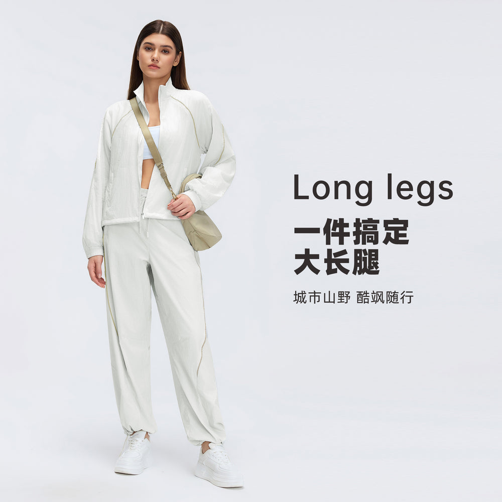 Spring/summer loose fit breathable athletic pants - mid-rise drawstring straight leg joggers - convertible style - lightweight casual pants d26019