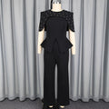 Autumelegancework clothing shawl vest jumpsuit pure color beaded rufflesslimming look jumpsuitjumpsuits