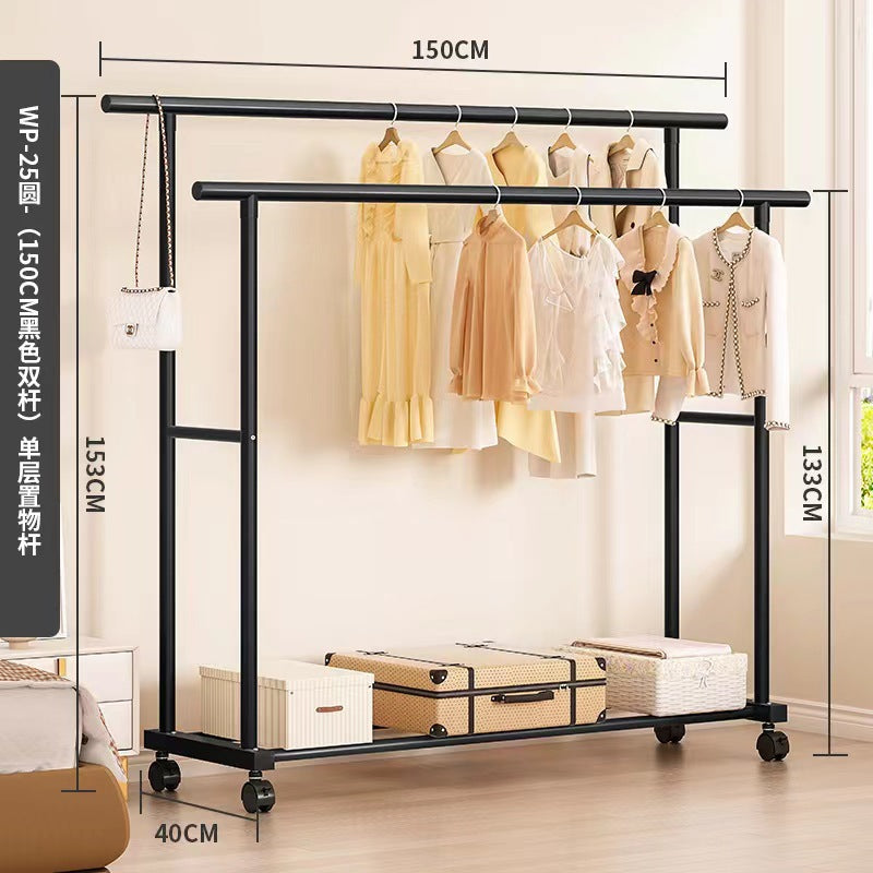 Clothes drying rack floor-standing for home bedroom bold thickened hanging clothes foldable simple indoor dormitory movable clothes drying rack