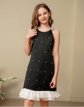 Girls' beaded tulle dress - new summer collection: korean style, ruffle trim, ready to ship