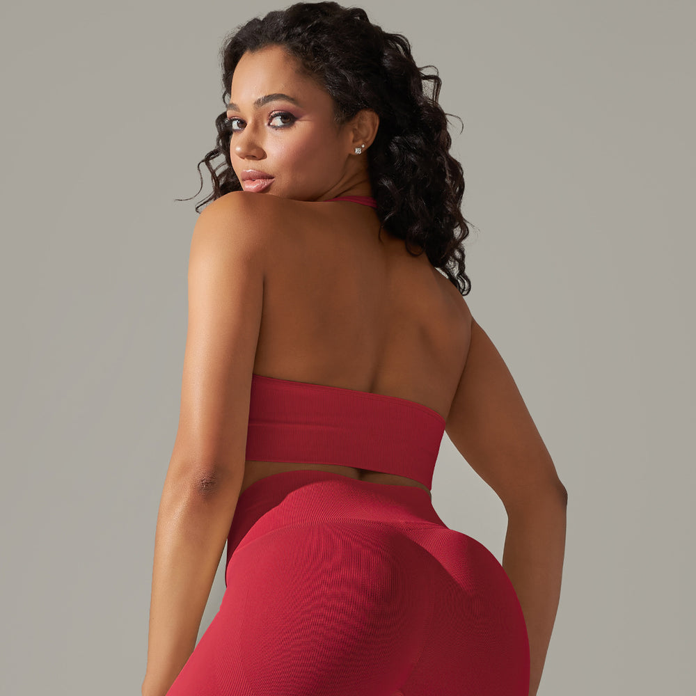 New arrival cross-border fashionpure color beautiful back high elastic yoga clothes four-piece set running sports bra fitness yoga pants for women