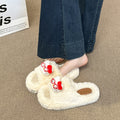 Women's fuzzy slippers - new autumn/winter collection: thick-soled, cute cartoon eyeglass kt cotton slippers, women's flip-flops