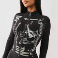 fashion casual european and american clothing cool girl dark style hot girl outfit slim-fit shorts long sleeve set