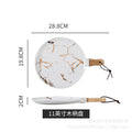 Ceramic marble plate with handle, restaurant special plate, pizza plate, popular steak plate, classy dinner plate