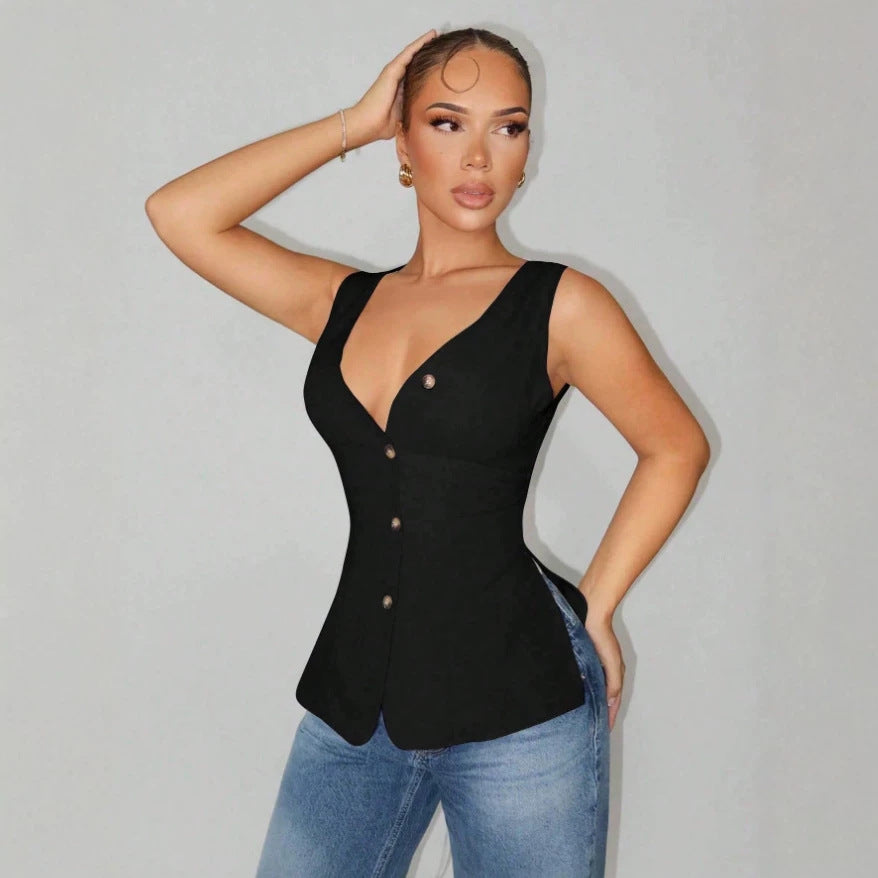 fashion summer slimming versatile v-neck casual sexy slim-fit tank top