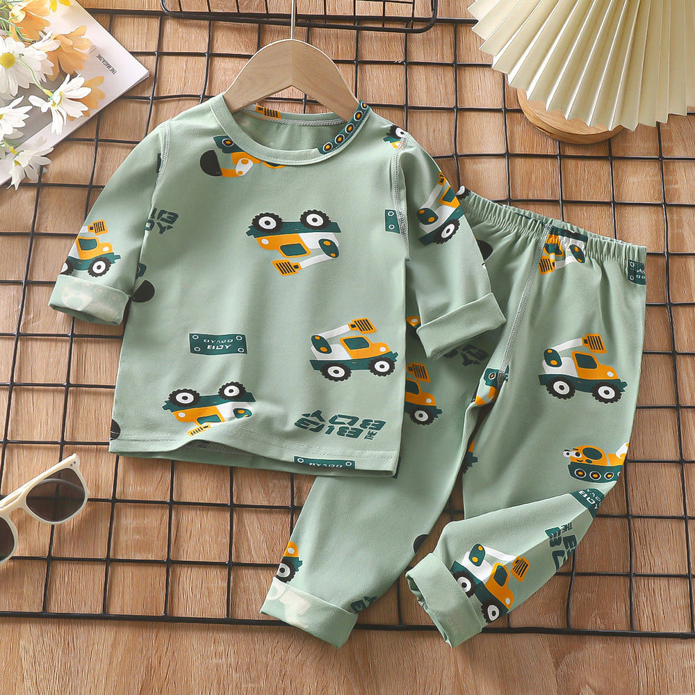 Kids' pajama set spring lycra cotton baby underwear boys' loungewear girls' thermal underwear children's clothing wholesale