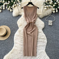 Slightly mature royal sister style sleeveless knittingsexydress women's summerk-style high waist waist slimming lookwork clothing long skirt