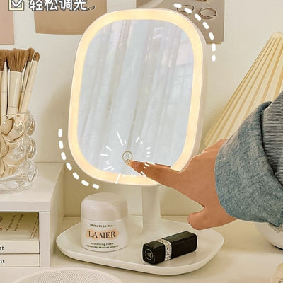 Led makeup mirror with light, desktop style, popular for influencers, compact fill light mirror, instagrammable, dorm room, portable, small vanity mirror