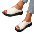 Women's slippers 2025 summer new fish mouth outwear wedge metal v-shaped decorative buckle platform shoesthick sole sandals